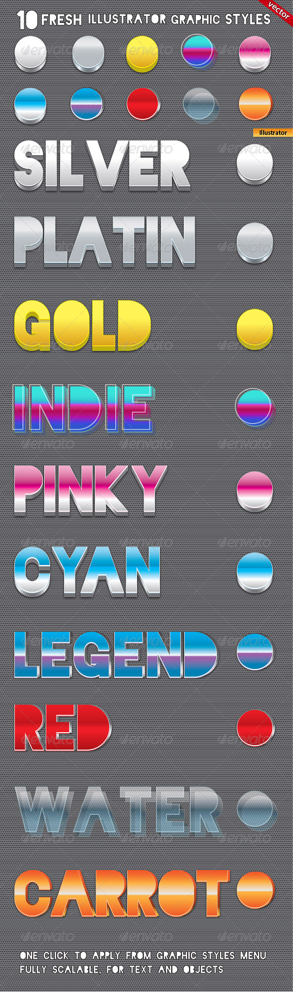10 3D Fresh Illustrator Graphic Styles - Styles Illustrator