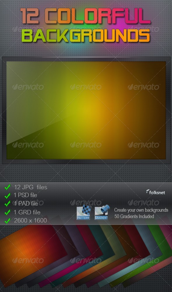 12 Colorful Backgrounds - Backgrounds Graphics