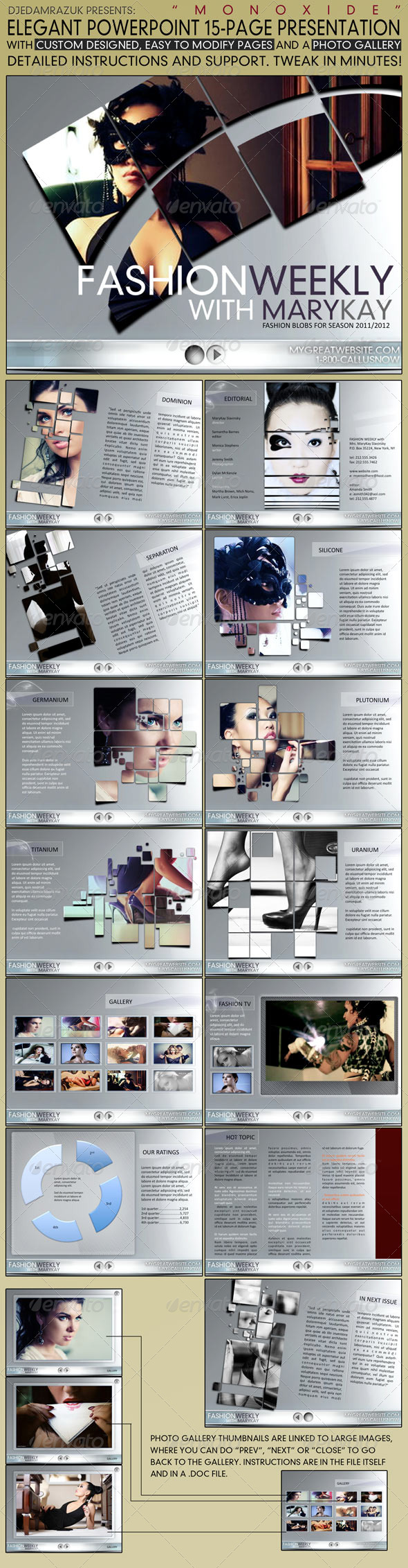 15 page Elegant PowerPoint template "Monoxide" - Powerpoint Templates Presentation Templates