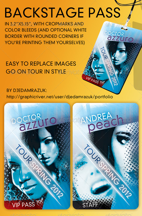 Backstage - VIP - Pass Template - Miscellaneous Print Templates