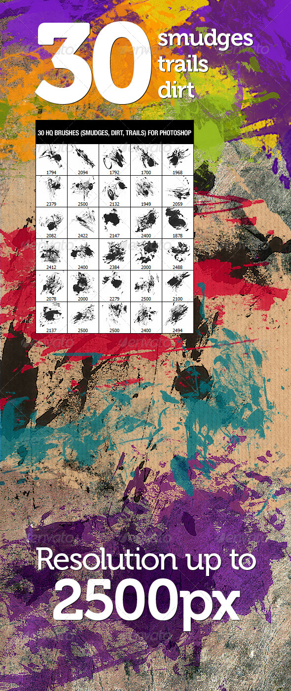30 Dirt Smudges & Trails - Artistic Brushes