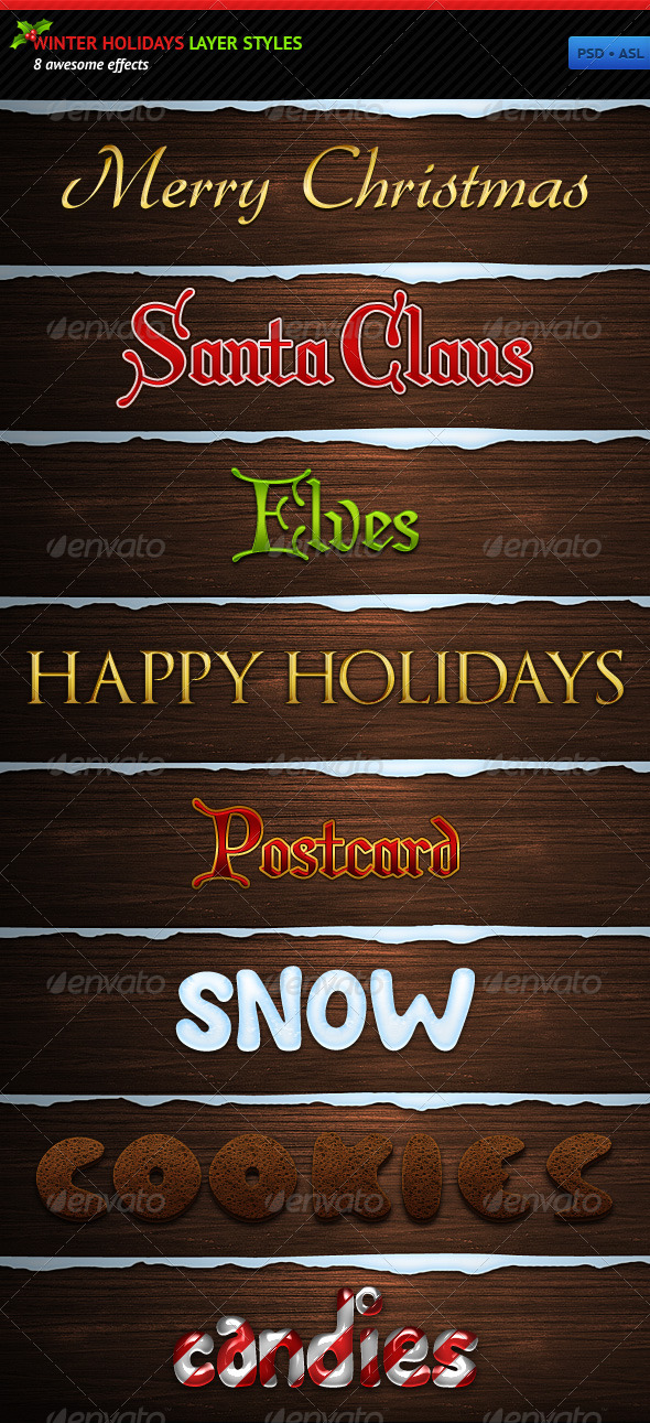 Winter Holidays Layer Styles - Text Effects Styles