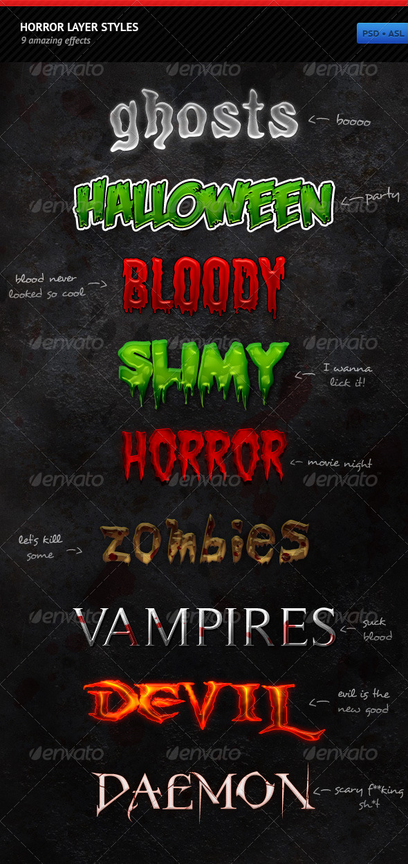 Horror Layer Styles - Text Effects Styles
