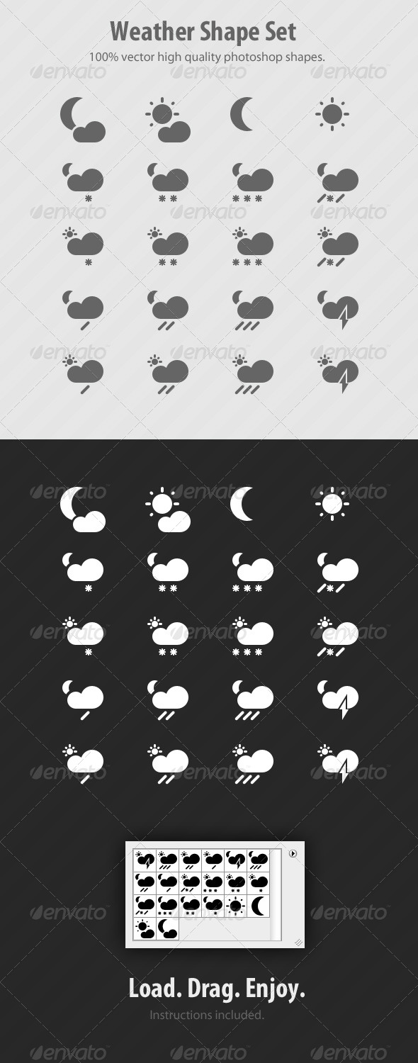 Weather Photoshop Custom Shapes Set - Symbols Shapes