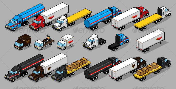 GraphicRiver Pixel Art Truck Pack 79957 GraphicRiver Pixel Art Truck Pack 79957