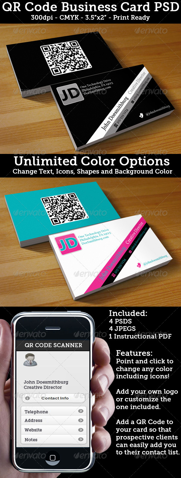 GraphicRiver QR Code Business Card Unlimited Colors 239851 GraphicRiver QR Code Business Card Unlimited Colors 239851