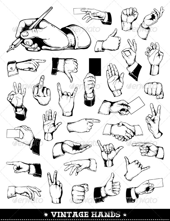GraphicRiver Set of vintage hands 240154 GraphicRiver Set of vintage hands 240154