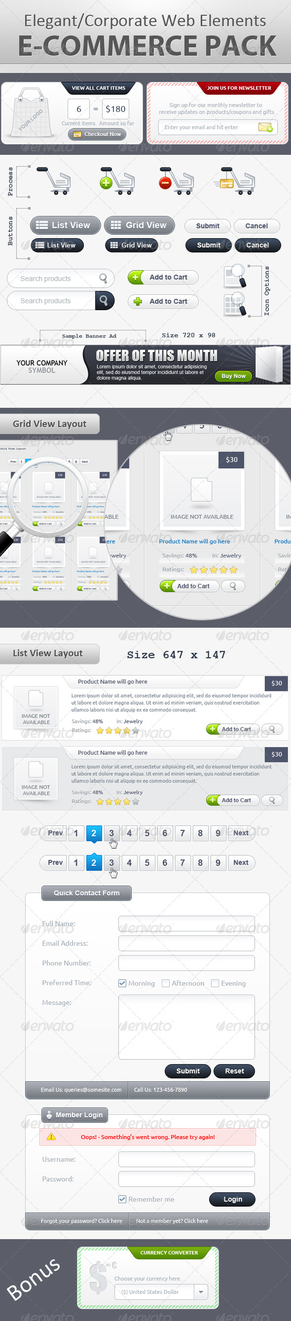E-Commerce Pack for Online Shopping Cart - User Interfaces Web Elements