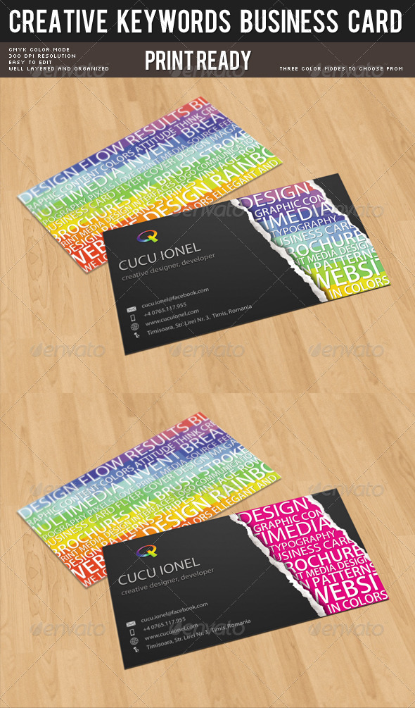 Creative Keywords Business Card - Creative Business Cards