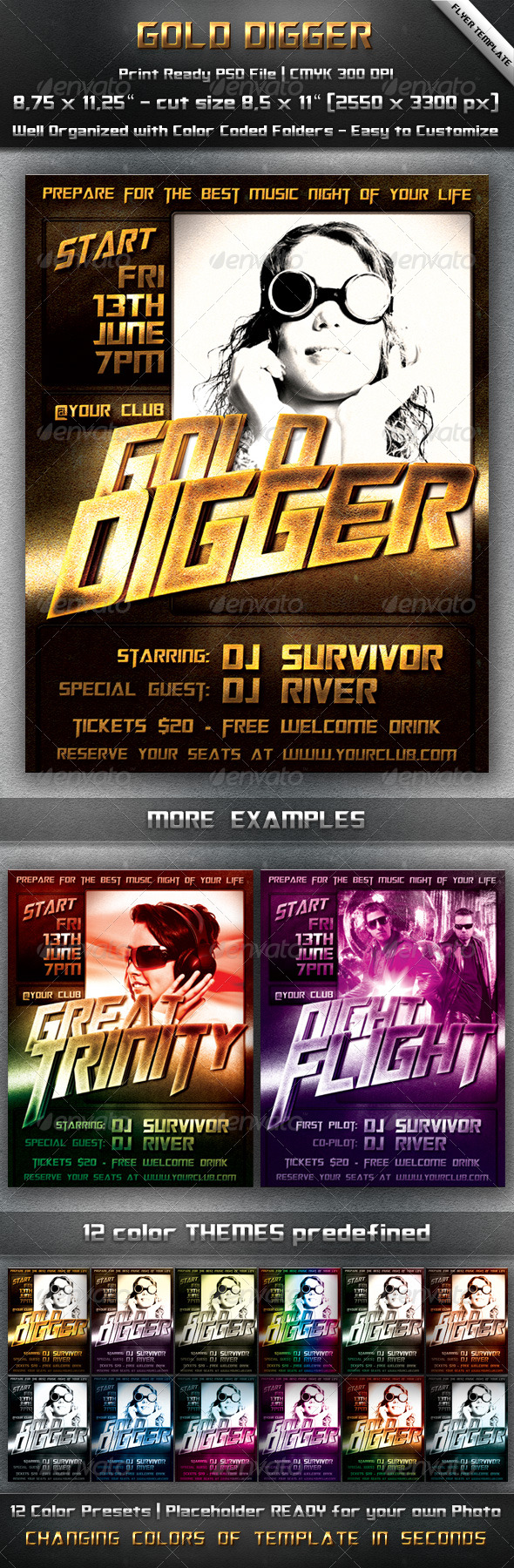 Gold Party Flyer Template - Clubs & Parties Events
