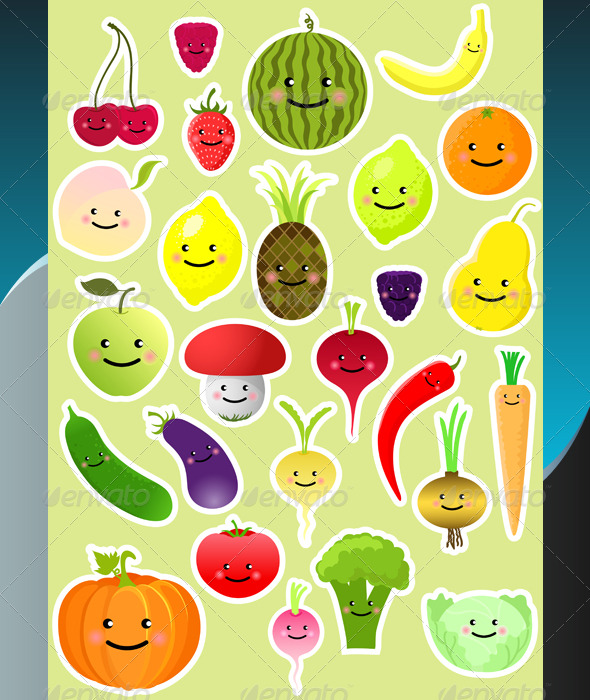 GraphicRiver Collection of funny vegetables and fruit 243279