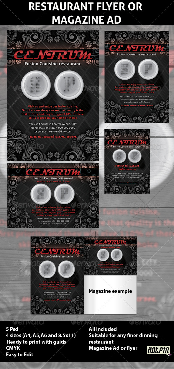 Restaurant Magazine Ads or Flyers 5 - Clubs & Parties Events
