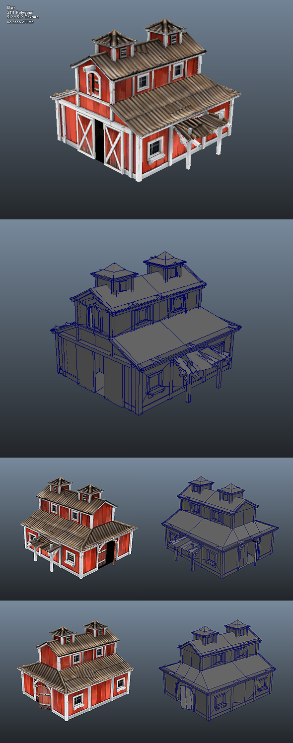 Low Poly Barn - 3DOcean Item for Sale