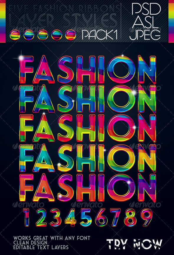 5 Fashion Ribbons Layer Styles - Text Effects Styles
