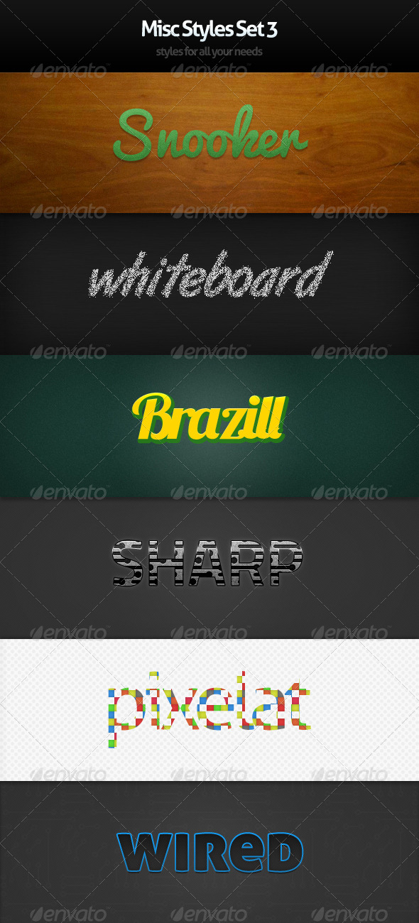 Misc Styles Set 3 - Text Effects Styles