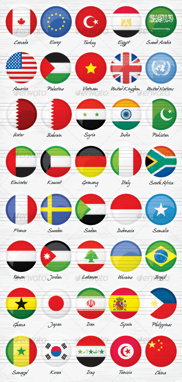 GraphicRiver 40 World Countries Flags Buttons 81313 GraphicRiver 40 World Countries Flags Buttons 81313