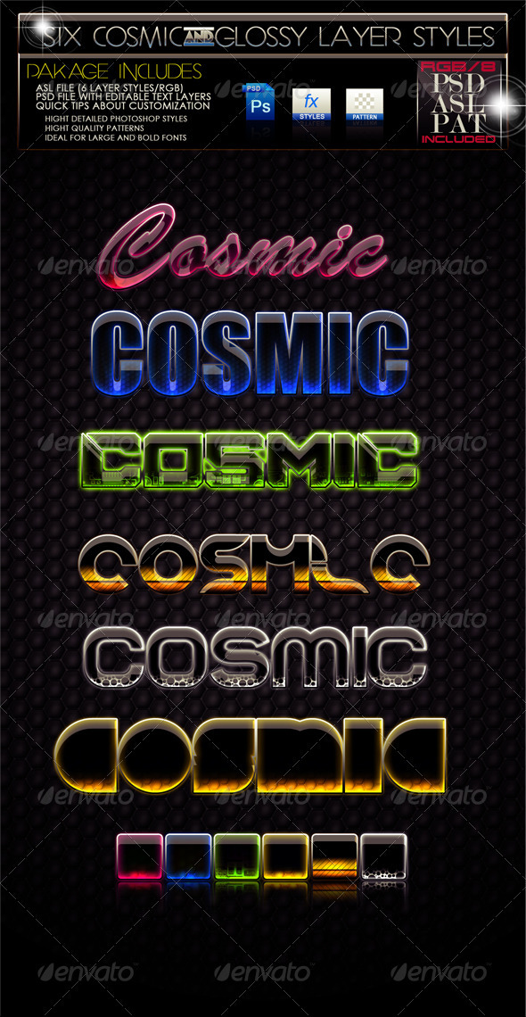 Glossy Cosmic Layer Styles - Text Effects Styles