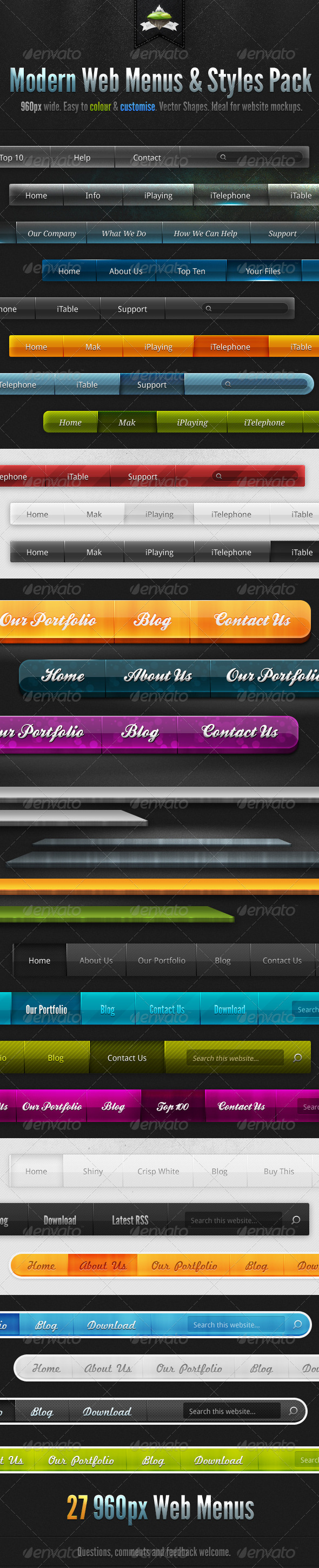 GraphicRiver Modern Clean Web Menus & Styles Pack 252990 GraphicRiver Modern Clean Web Menus & Styles Pack 252990