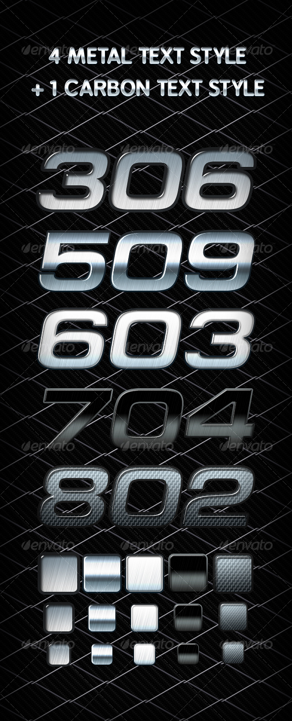 GraphicRiver 4 Metal & 1 Carbon text styles 83767 GraphicRiver 4 Metal & 1 Carbon text styles 83767