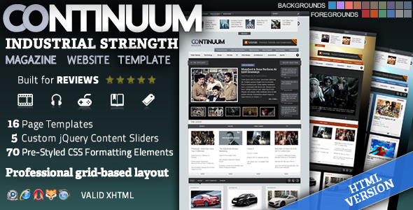 Continuum - Magazine HTML Theme - Entertainment Site Templates