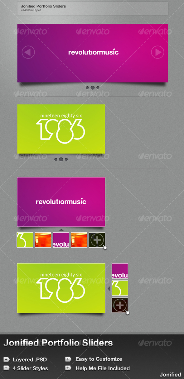 GraphicRiver Portfolio Sliders 4 Modern Styles Jonified 84228 GraphicRiver Portfolio Sliders 4 Modern Styles Jonified 84228