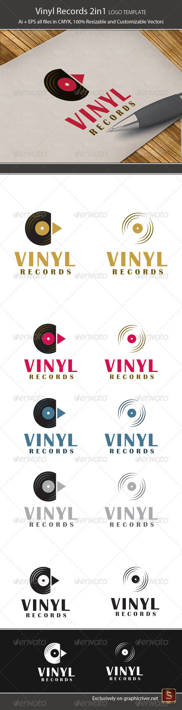 Vinyl Records 2in1 Logo Template - Objects Logo Templates