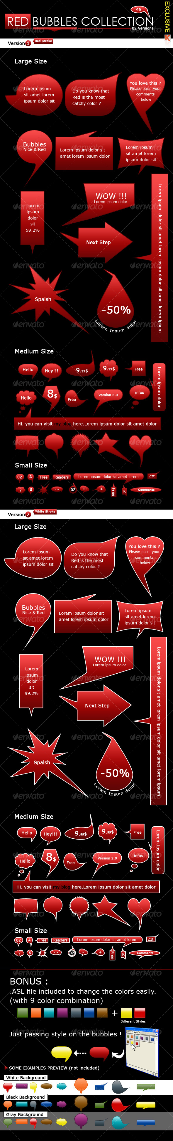 Red Bubbles Collection (02 Versions) - Miscellaneous Vectors