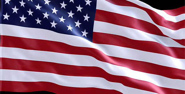 Beautiful animation of a patriotic American flag blowing in the wind