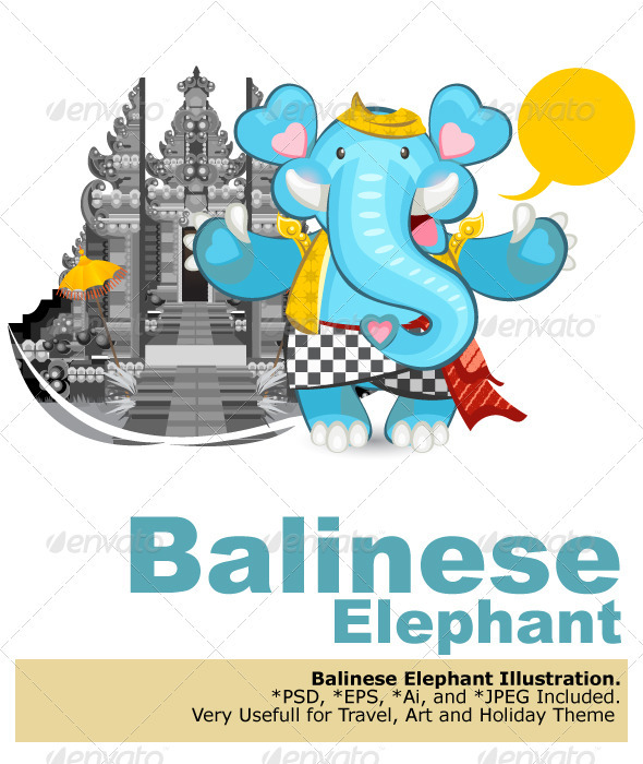 Balinese Ganesha Blue Elephant - Travel Conceptual