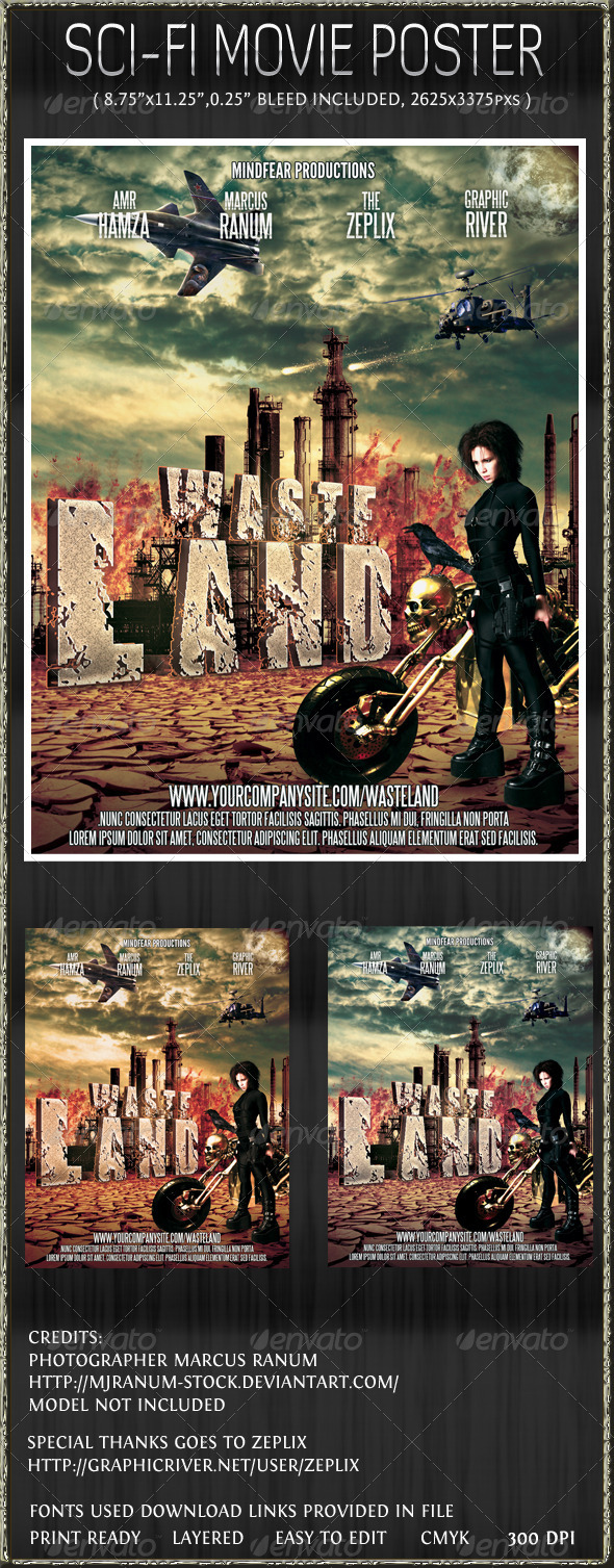 GraphicRiver WasteLand action sci-fi poster template 2297504 GraphicRiver WasteLand action sci-fi poster template 2297504