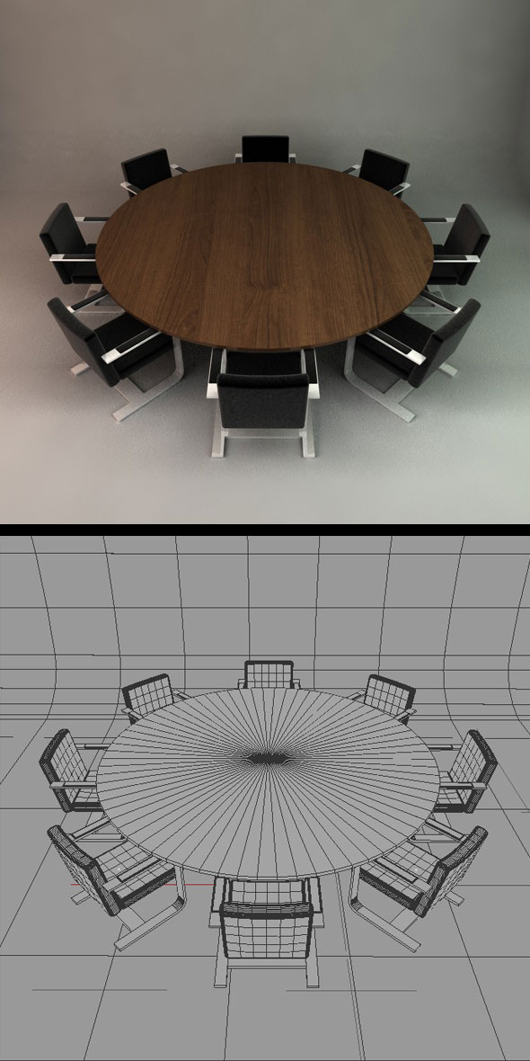 Office Conference Table and Chairs - 3DOcean Item for Sale