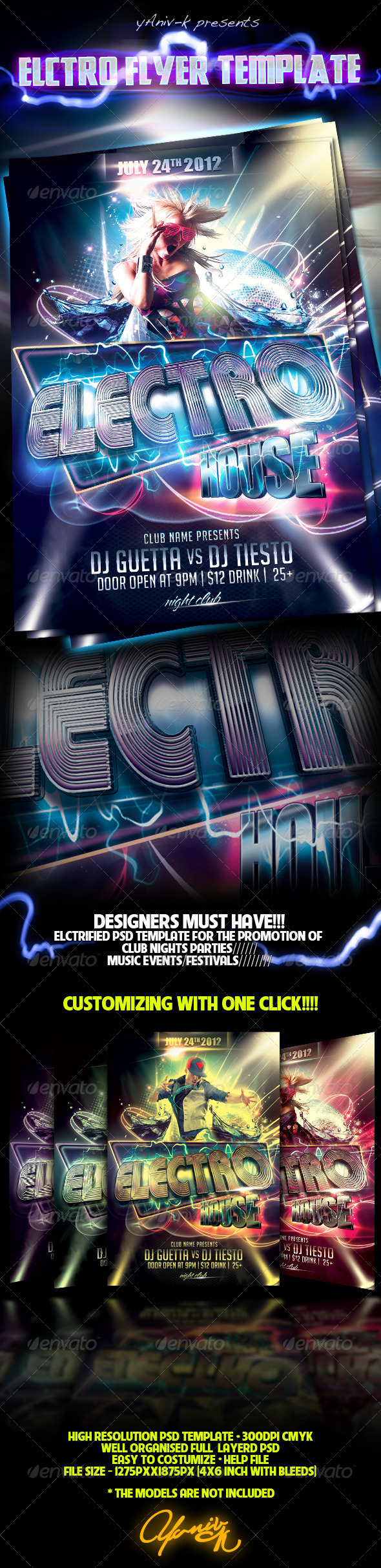 Electro Party Flyer Template - Flyers Print Templates
