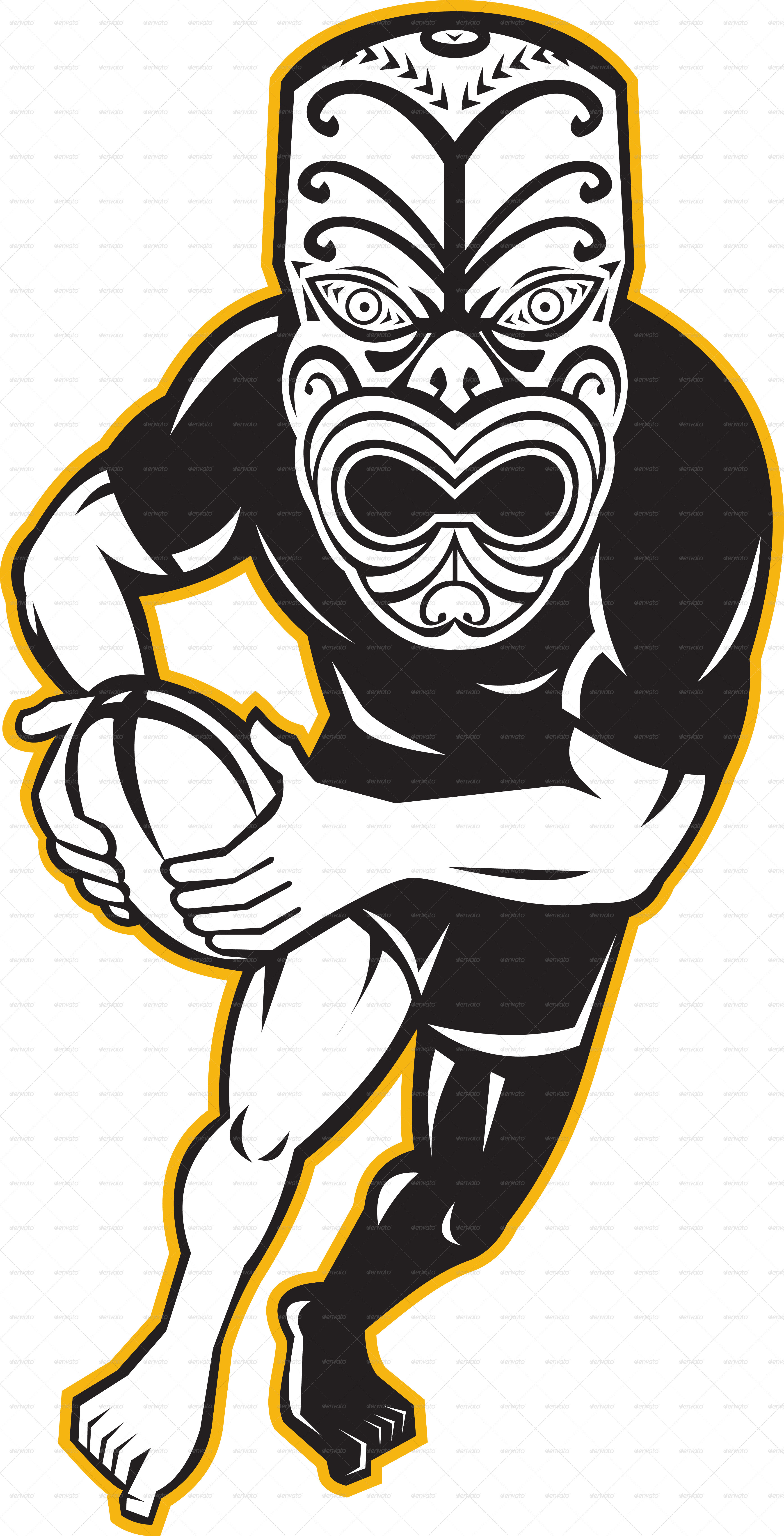 maori mask rugby player running with ball graphicriver maori mask rugby player running with ball graphicriver