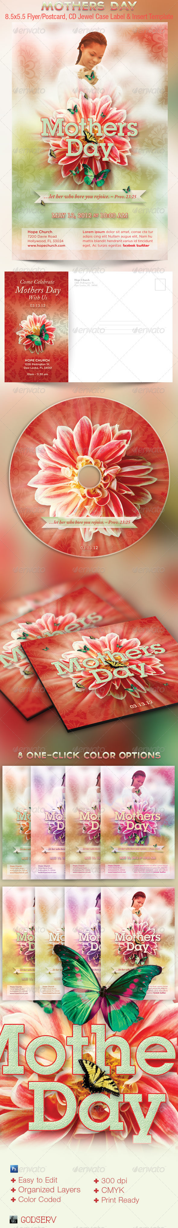 Mothers Day Church Flyer, Mailer and CD Template - Church Flyers