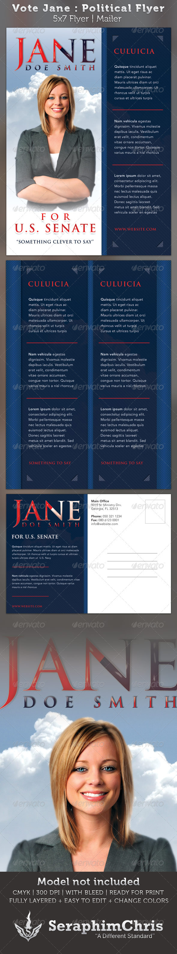 Vote Jane - 5x7 Political Flyer & Mailer Template - Events Flyers