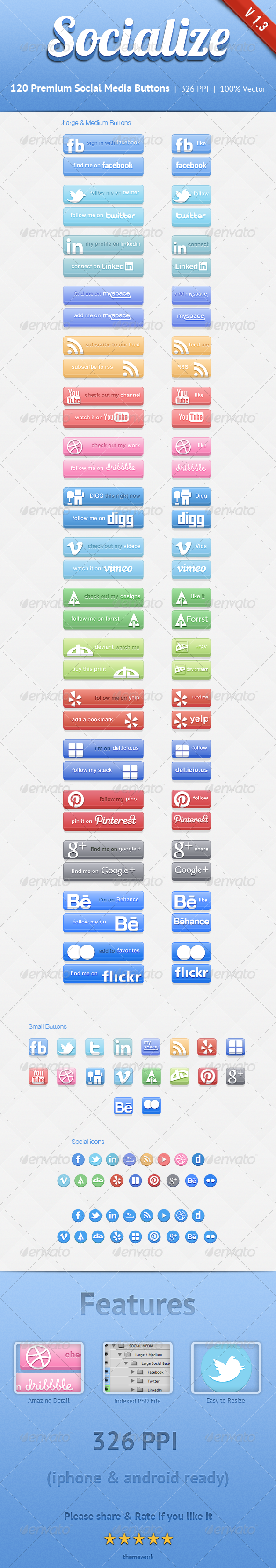GraphicRiver Socialize Social Button Kit 1765913 GraphicRiver Socialize Social Button Kit 1765913