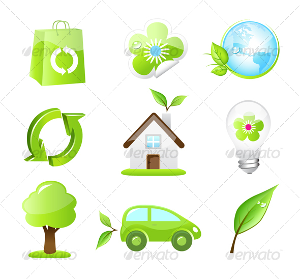 GraphicRiver Collection of Nine Green Eco Icons 86622 GraphicRiver Collection of Nine Green Eco Icons 86622