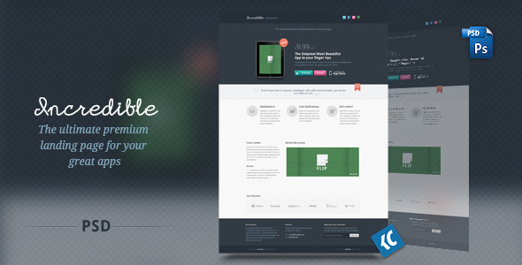 Incredible - The ultimate premium landing page - Creative PSD Templates