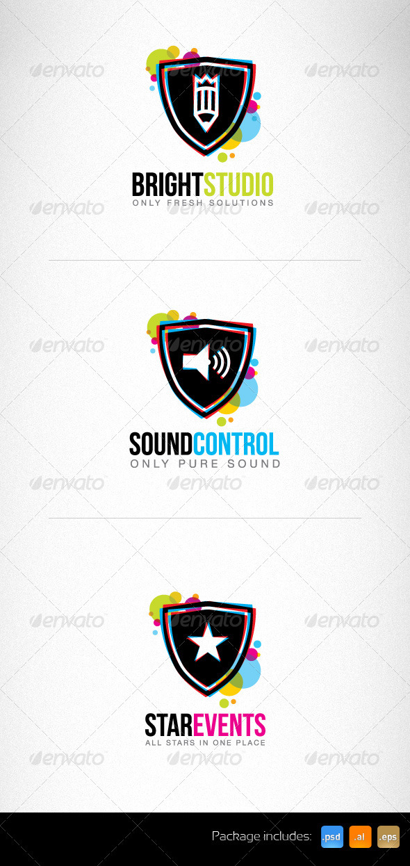 Bright Circles Shield Creative Logo Set - Objects Logo Templates