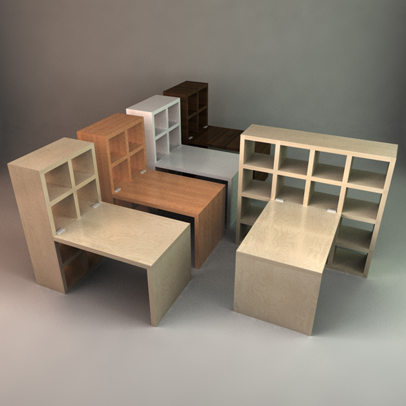 Stylish Desk with Bookcase - 3DOcean Item for Sale