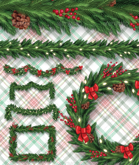 Garland/Wreath Layered Brushes Set - Flourishes Brushes