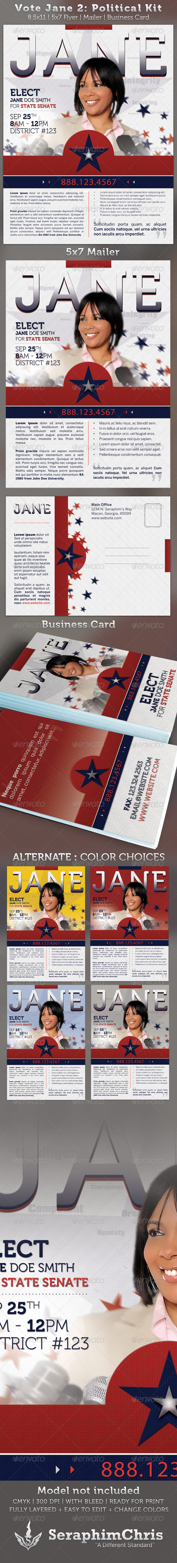Vote Jane 2 - Political Flyer Template Kit - Corporate Flyers