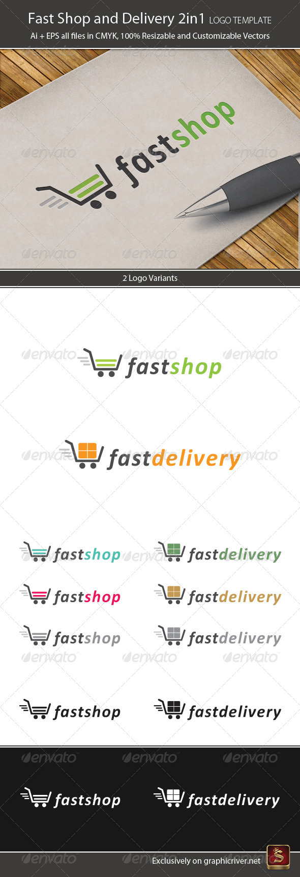 Fast Shop And Delivery 2in1 Logo Template - Vector Abstract