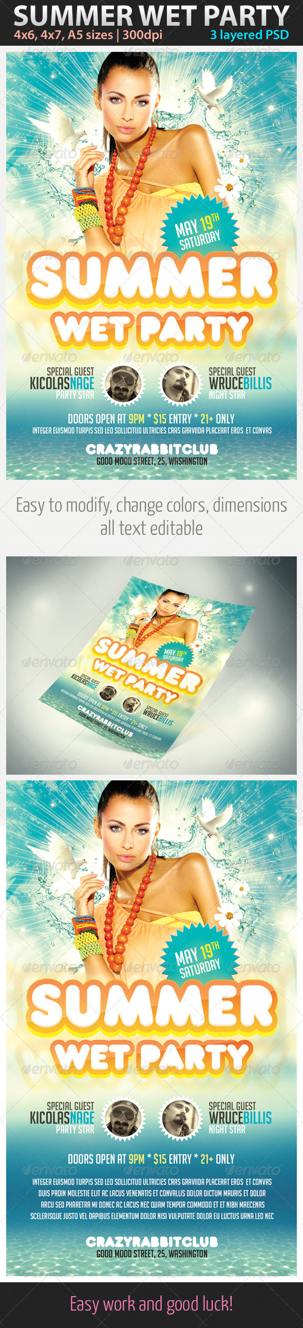 Summer Wet Party Flyer - Clubs & Parties Events