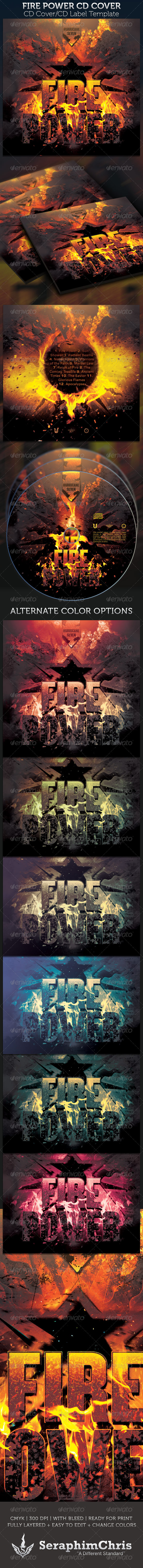 Fire Power CD Cover Template - CD & DVD artwork Print Templates