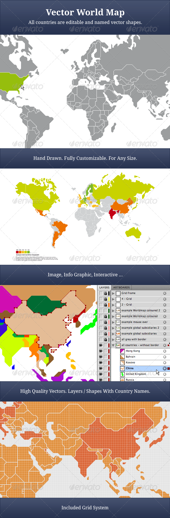 GraphicRiver Vector World Map countries selectable and named 2366982 GraphicRiver Vector World Map countries selectable and named 2366982