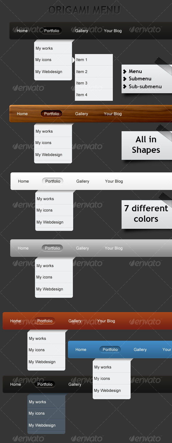 GraphicRiver Origami Menu 87545 GraphicRiver Origami Menu 87545