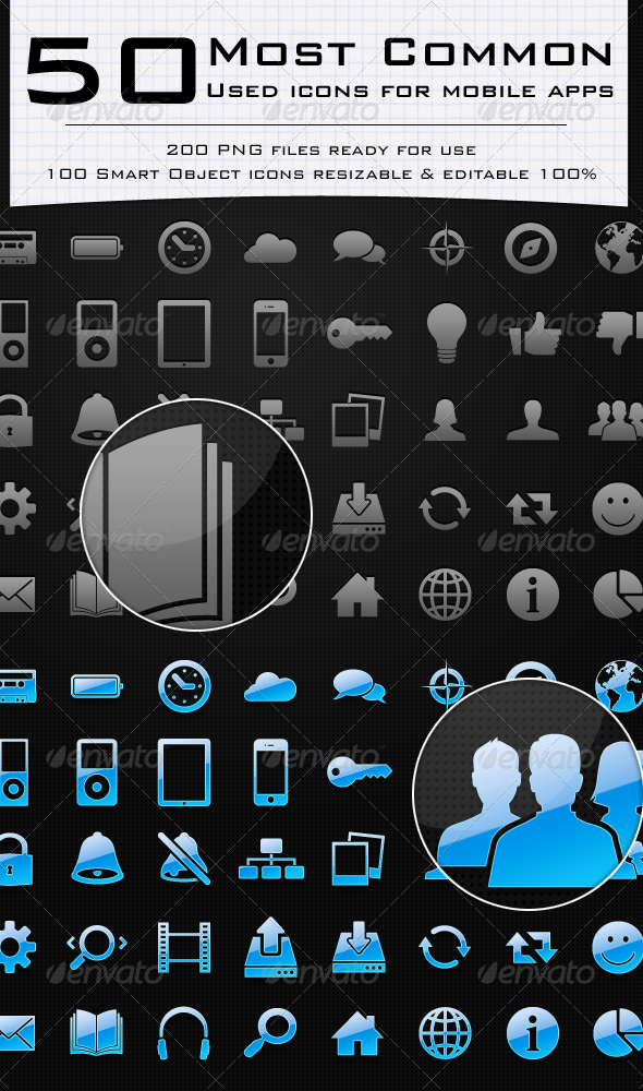 50 Most Common Used Icons for Mobile Apps - Software Icons