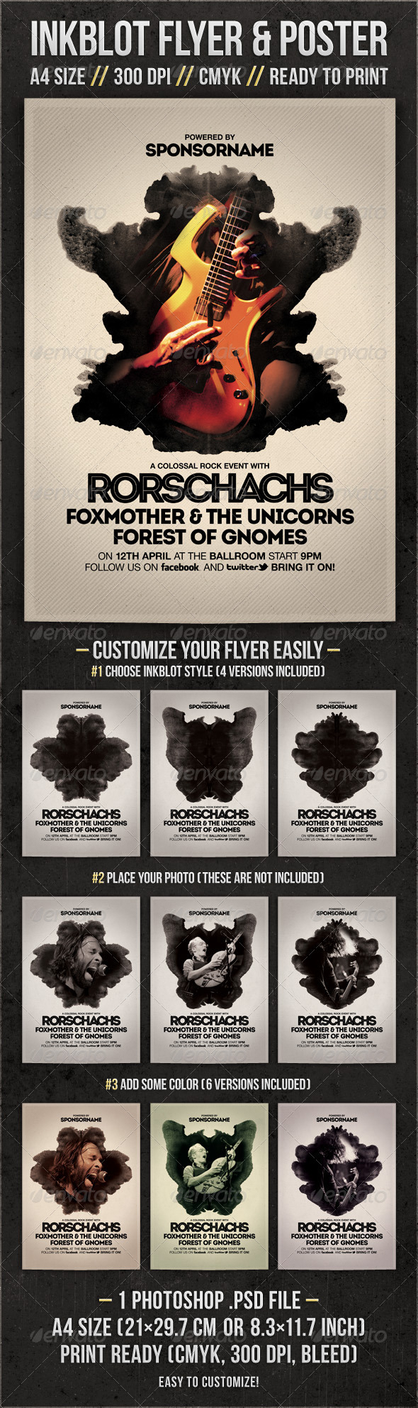 Inkblot Rock Flyer & Poster - Concerts Events