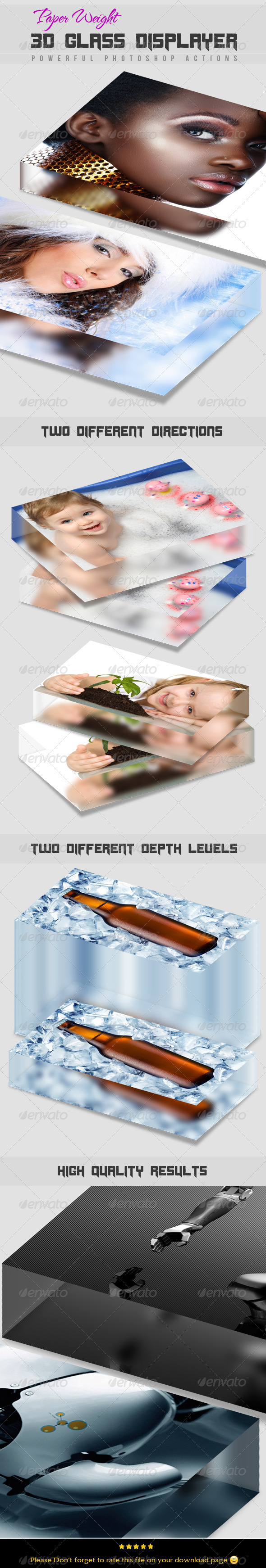Paper Weight 3D Glass Displayer - Photo Effects Actions